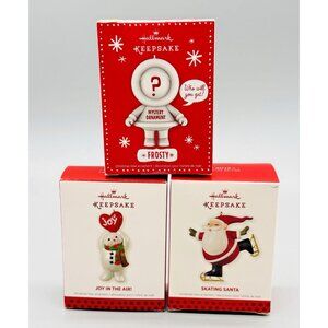 Hallmark Keepsake Ornament Skating Santa Cowboy Frosty Joy Snowman 2013 Lot of 3